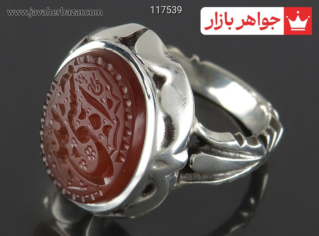 انگشتر نقره عقیق یمنی جذاب مردانه [حسبی الله]